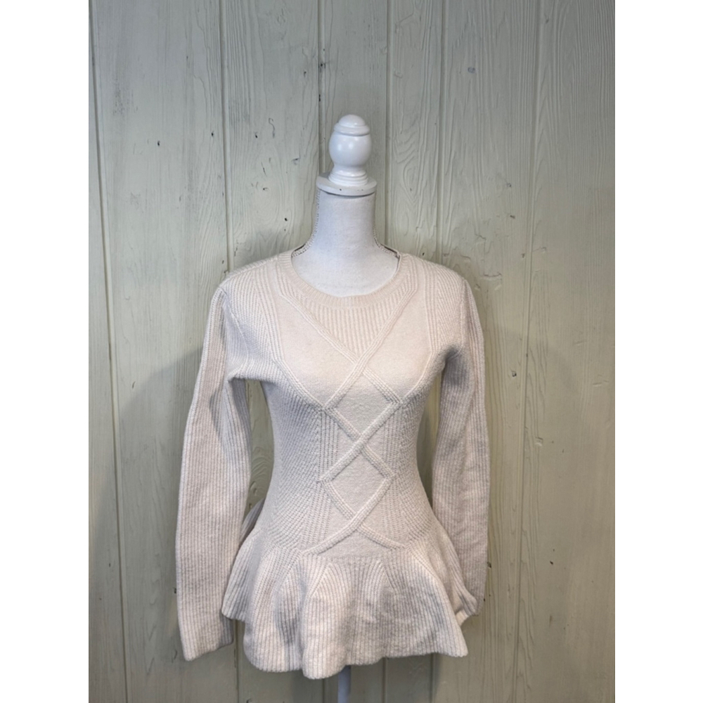 Ted Baker Ohavia Ivory Peplum Sweater Long Sleeve Size 4 - Picture 2 of 13